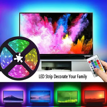 5V LED Pásy Svetlo RGB 2835 USB Pásky Lampa Dióda Diaľkový ovládač Flexibilné TV Podsvietenie Spálňa Obrazovke Domov Dekoratívne Osvetlenie