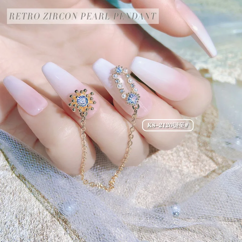 1pcs Kúzlo Zirkón 3D Nail Art, Ozdoby Luxusné Lesklé Perly Diamanty Crystal Zliatiny Šperky Manikúra Dizajn Príslušenstvo 3