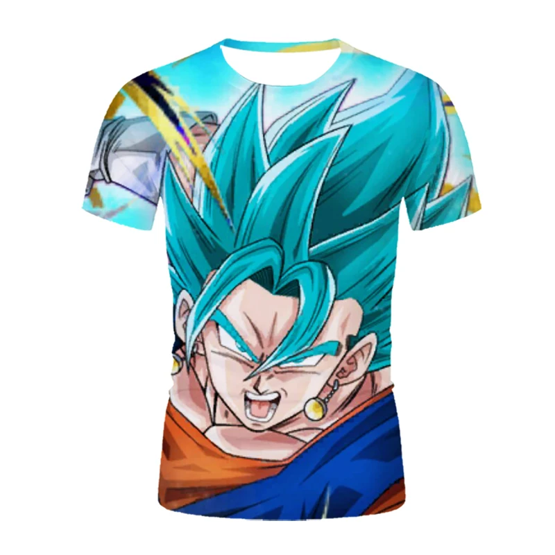2021 nové T-shirt O-Krku 3D tlač krátky rukáv Ležérny štýl Dragon-Lopta Super-Super-Super Saiyan Goku Topy Lete Homme pánske Oblečenie 3