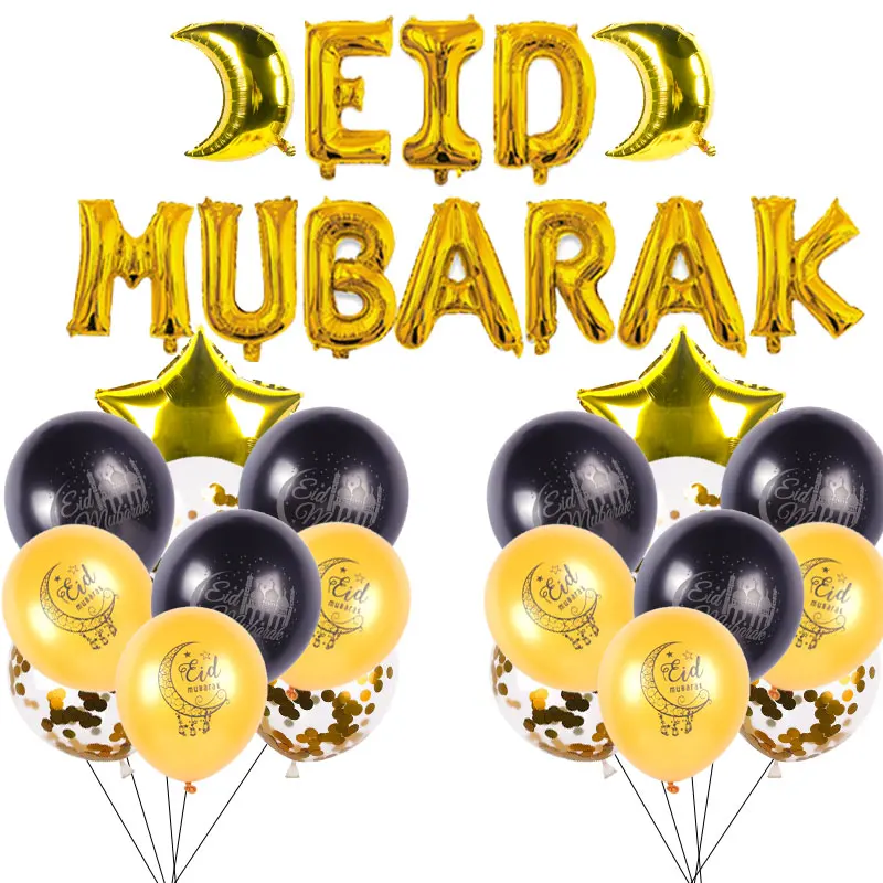 Eid Mubarak List, Hviezdy, Mesiac, Fóliové Balóniky Eid Latex Balónikov Islamskej Moslimských Eid Strana navrhne Eid al-fitr Ramadánu Mubarak Dekor 3