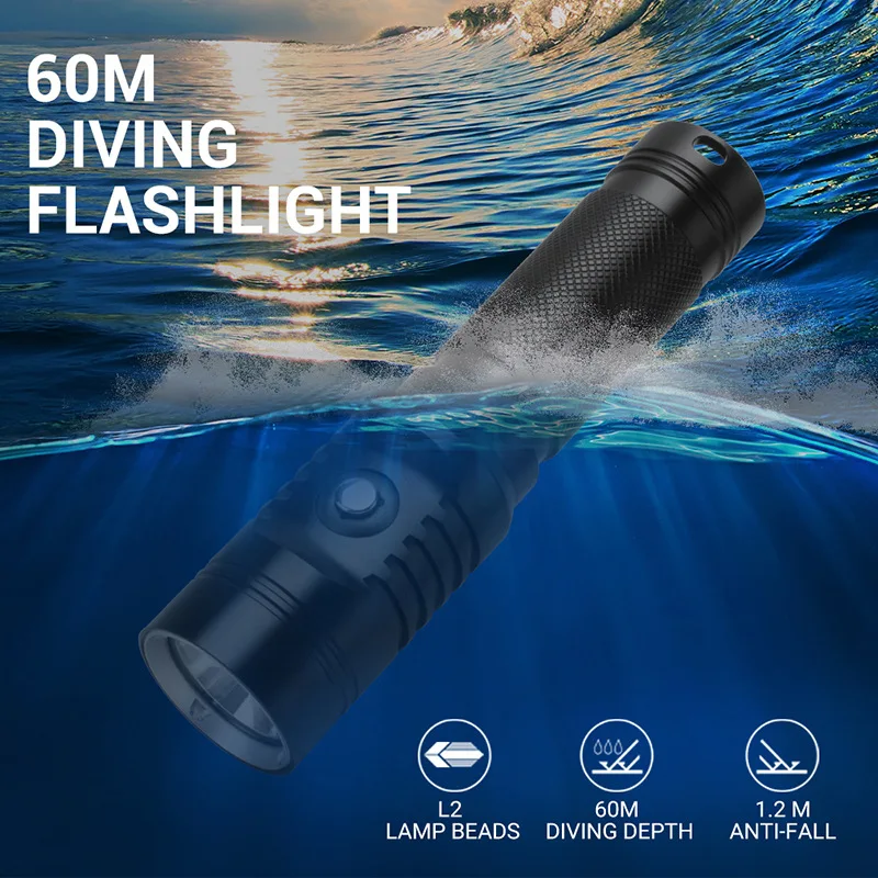 Super Svetlo, 3 Režimy Ourdoor Baterka Indikátor Batérie Vodotesné Svetlo Podmorské Potápanie Svetlo Potápanie LED Ponoriť Baterka 3