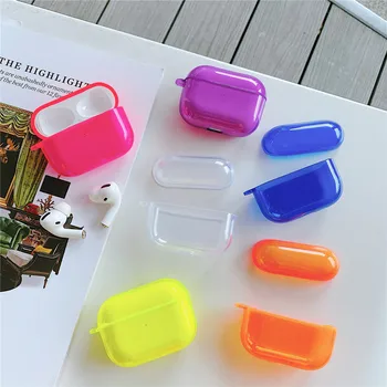 Móda Roztomilý jelly Fluorescenčné Farby Bluetooth Headset prípade Airpods Pro 3 2 1 INS Transparentné Slúchadlá Mäkký Kryt, taška coque