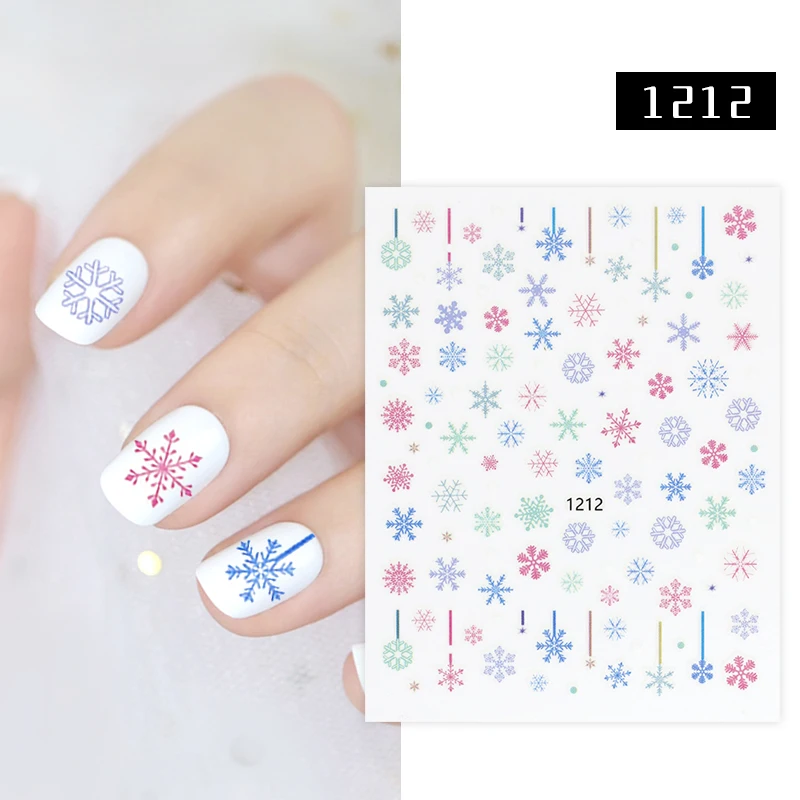 1 List Vianočné Nechty, Nálepky Ultralight 3D Samolepiace Snowflake Nail Art Nálepky, Nail Decor Nálepky na Nechty Nový Rok 4