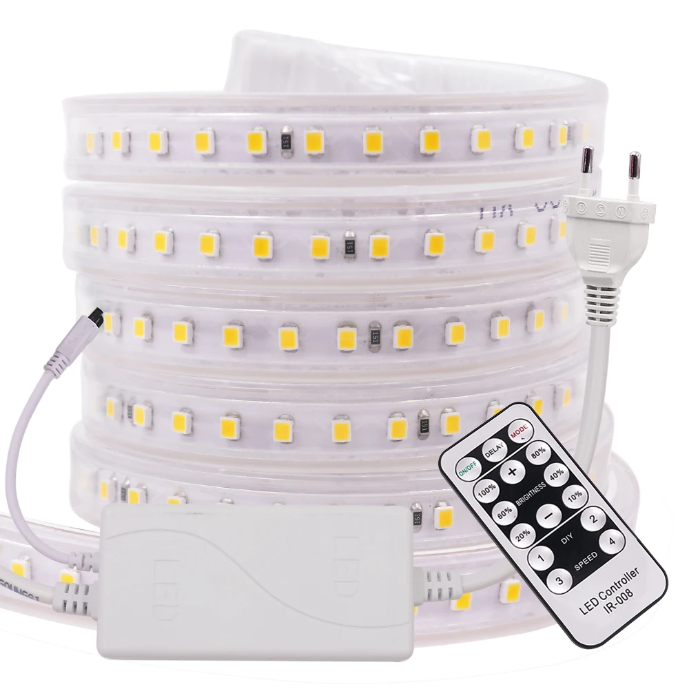 220V LED Pásy Svetla Stmievateľné 2835 Vysoký Jas 120LED/m Vodotesný Flexibilný LED pás s nástrojmi Domáce Dekorácie 1 m 10 m 20 m 50 m 100 m 4