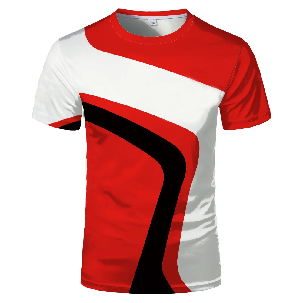 Letné Módne Športové O-Krku Bežné Krátky Rukáv Trendy pánske 3D Vytlačené Priedušná T-Shirt Top 4