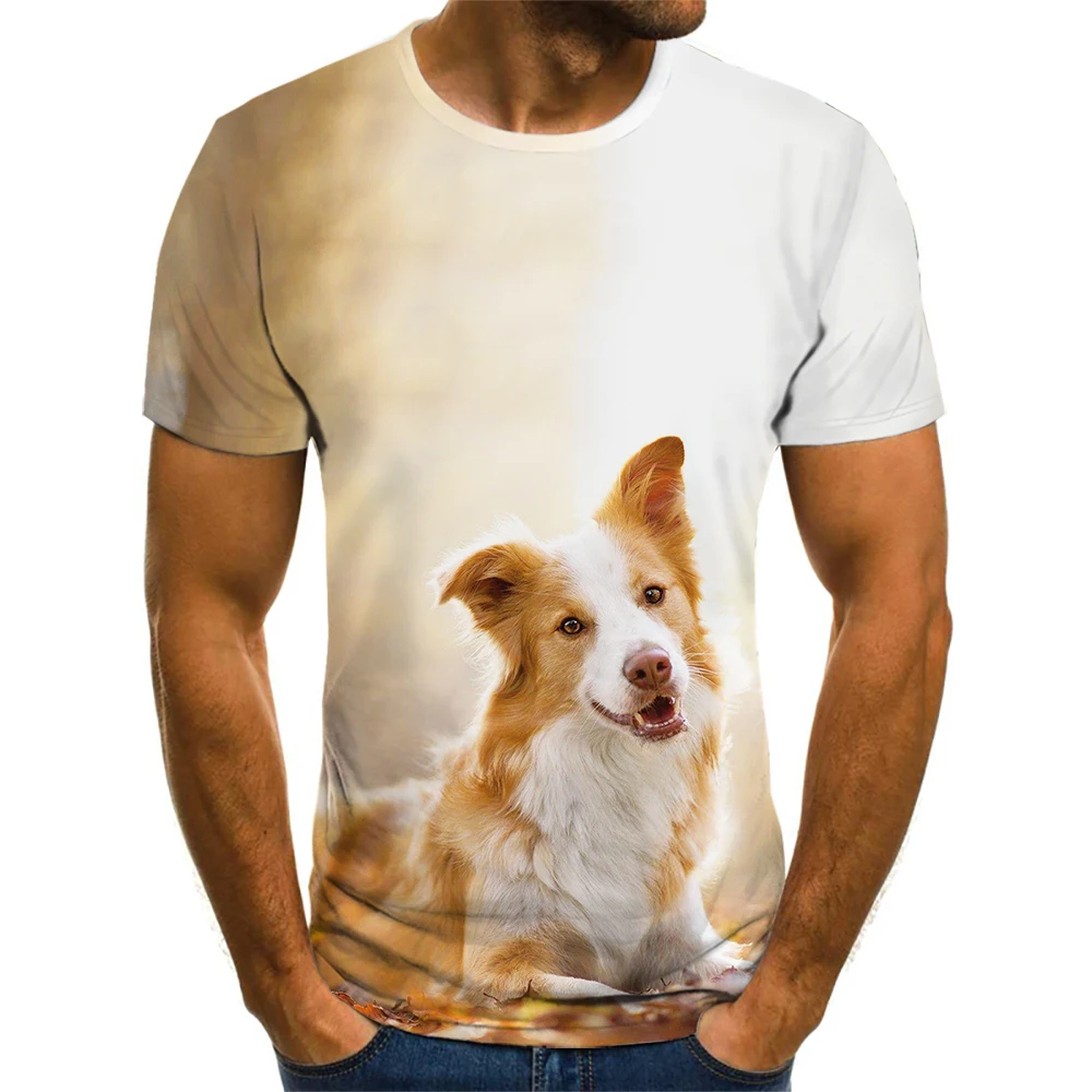 Módne Leto Mužov Zábavnej 3D Kawaii Šteňa T-Shirt Módne Unisex Dospelých o-Krku Krátky Rukáv Priedušná Zvierat Nadrozmerná Top 4
