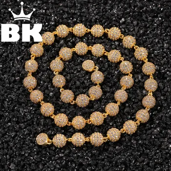 BLING KRÁĽ 8,5 mm Kolo Loptu Miami Krásne Kvalitné Hiphop Náhrdelník Luxus Plný Ľadový Z CZ Šperky Pre Mužov, Ženy