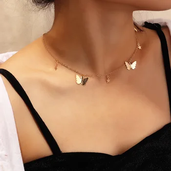 Motýľ Náhrdelník Womans Reťazca Prívesok Náhrdelníky Dámske Šperky Krásne Milovníkov Svadby, Strieborné Farebné Trendy Kórejský Kovové Collier