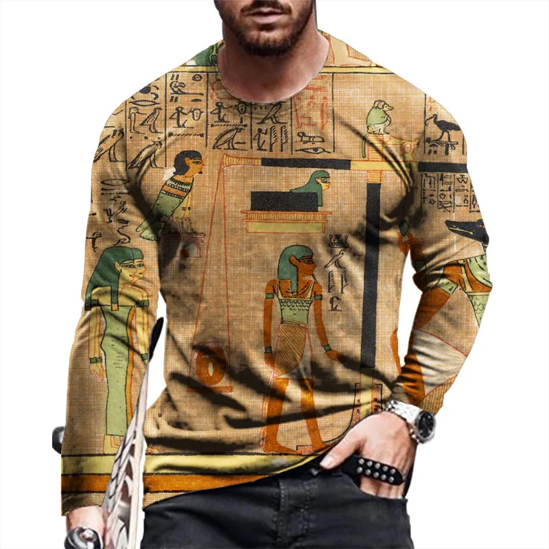 Európske a Americké populárne pánske voľnočasové športové 3D digitálna tlač T-shirt Ulici trend 3D tlač dlhý rukáv T-shirt s-6x 5