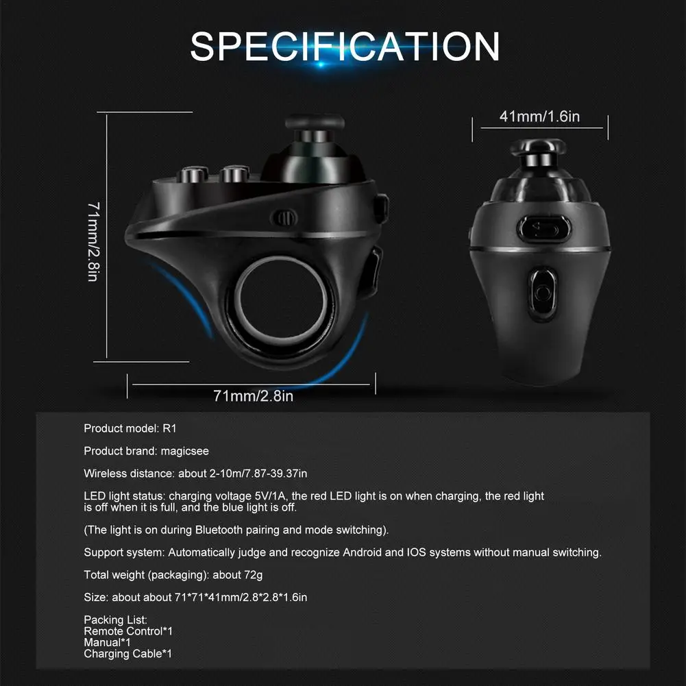 Herný ovládač R1 Gamepad Mini Bezdrôtová Nabíjateľná VR Diaľkové Herný ovládač Ovládač pre Android, 3D Okuliare 5
