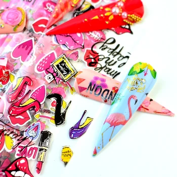 2022 10PCS/Pack Pery Láska Valentine Nechtov Transfer Fólie Nail Art poľský Zábaly Obtlačky DIY Nechtov Krásy Samolepky Príslušenstvo