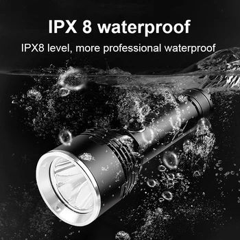 XHP100 Podvodné Lampa High Power LED Baterky Pochodeň Svetla Nabíjateľná Potápačská Baterka 18650 Silný Vodotesné Svietidlo
