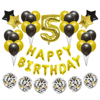 41pcs Číslo 18 Narodeninové Balóny 1 2 3. Happy Birthday 30 Rokov Dekorácie Gold A Black Chlapec Dievča Dodávky 0
