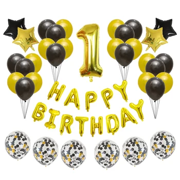 41pcs Číslo 18 Narodeninové Balóny 1 2 3. Happy Birthday 30 Rokov Dekorácie Gold A Black Chlapec Dievča Dodávky 5