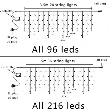 3-20m LED Víla String Svetlá Opony Garland Časti 0.5-0.7 m Led Vianočné Dekorácie pre Domov Nový Rok Lampa Dovolenku Dekoratívne 3