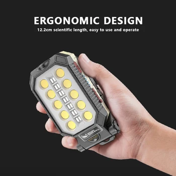 Prenosné LED COB Baterka USB Nabíjateľné Pracovné Svetlo Nastaviteľné Nepremokavé Kempingové Svietidlo Magnet Dizajn S Power meter