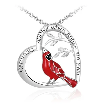 Kardinál Papagáj Náhrdelník Červený Vták Kardináli Objaví, Keď Anjeli Sú v Blízkosti Sklenený Prívesok Pamäti Niekto Darček Šperky 1