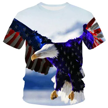 Punk Eagle A Plameň Phoenix Zvierat Grafické Mužov A Žien 3D Print T Shirt Módne O'Neck Krátky Rukáv Nadrozmerné T-Shirt Topy