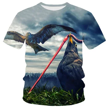 Punk Eagle A Plameň Phoenix Zvierat Grafické Mužov A Žien 3D Print T Shirt Módne O'Neck Krátky Rukáv Nadrozmerné T-Shirt Topy 3