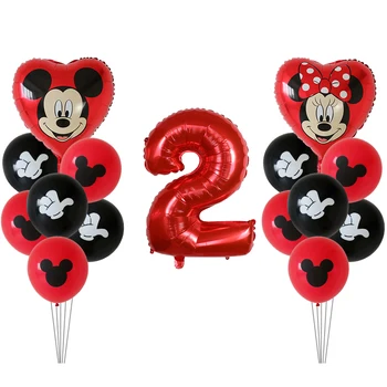 15pcs Minnie Mickey Balóny Červené Zlato Číslo Fóliové Balóny Happy Birthday Party Dekorácie Myši Latex Ballon Vzduchu Globos Deti Hračka