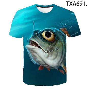 2020 Nové Letné Zvierat Piranha 3D T shirt Muži, Ženy, Deti Streetwear Módy Chlapec Dievča Deti Vytlačené T-shirt Pohode Topy Čaj