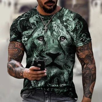 Móda hlava tigra vzor mužov 3DT tričko lete street style osobnosti krátkym rukávom pánske zábavné Harajuku t-shirt