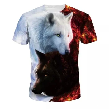 Milovníci Wolf 3D Vytlačené T Košele Mužov a Žien Topy, Tričká Krátky Rukáv Camiseta O'Neck Módne Bežné Zviera Tlače T-Shirt