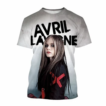 Avril Lavigne 3D Vytlačené T Shirt Muži Ženy Letné Módy Bežné Krátky Rukáv Spevák Harajuku Streetwear Nadrozmerné T-shirt