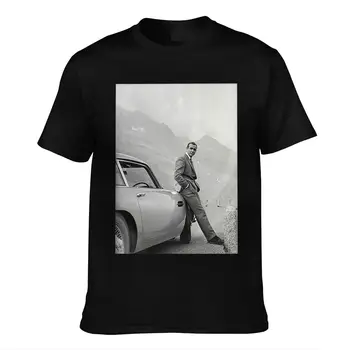 Sean Connery A Športové Auto Čiernej A Bielej Vintage Anime Mužov tričko Nadrozmerné T-shirt Biker Tričko Muž Čile