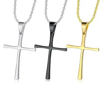 Nerez Klasický Kríž Prívesok Náhrdelník Jednoduché Moderné Módne Zlatenie Christian Šperky, Darček Pre Mužov, Ženy