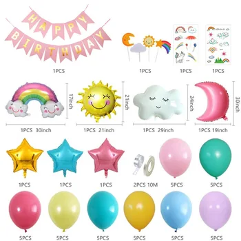Detské Narodeniny Hliníková Fólia Havajské Cukrovinky, zmrzlina Šišku Candy Balón Slnko Rainbow Balón pre Dieťa narodeniny