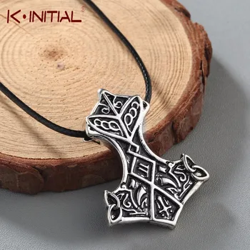 Kinitial Nordic Vikingovia Amulet Prívesok Náhrdelník Legendárny Viking Odin je Uzol Kladivo Runy Prívesok Náhrdelník Muž Talizman Šperky