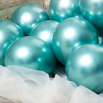 20pcs Kovové Zlato Striebro Zelená Fialová Ballon Svadobné Happy Birthday Latexové Balóny Kov Chróm Balloon Air Hélium Baloon