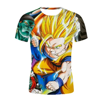 2021 nové T-shirt O-Krku 3D tlač krátky rukáv Ležérny štýl Dragon-Lopta Super-Super-Super Saiyan Goku Topy Lete Homme pánske Oblečenie