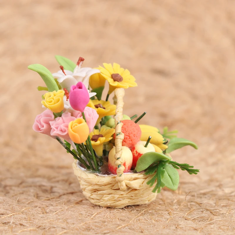 1:12 Domček Pre Bábiky Miniatúrne Kvety Kôš Mini Ovocný Kôš Kvetov, Črepníkových Dekor Hračka