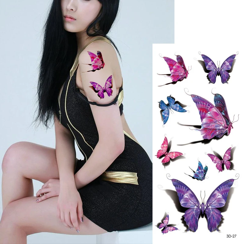10Pcs Krása Kvetu Nepremokavé Dočasné Tetovanie Nálepky Rose Motýľ Pierko Flash Body Art Rameno Falošné Rukáv Ženy Tetovanie 0