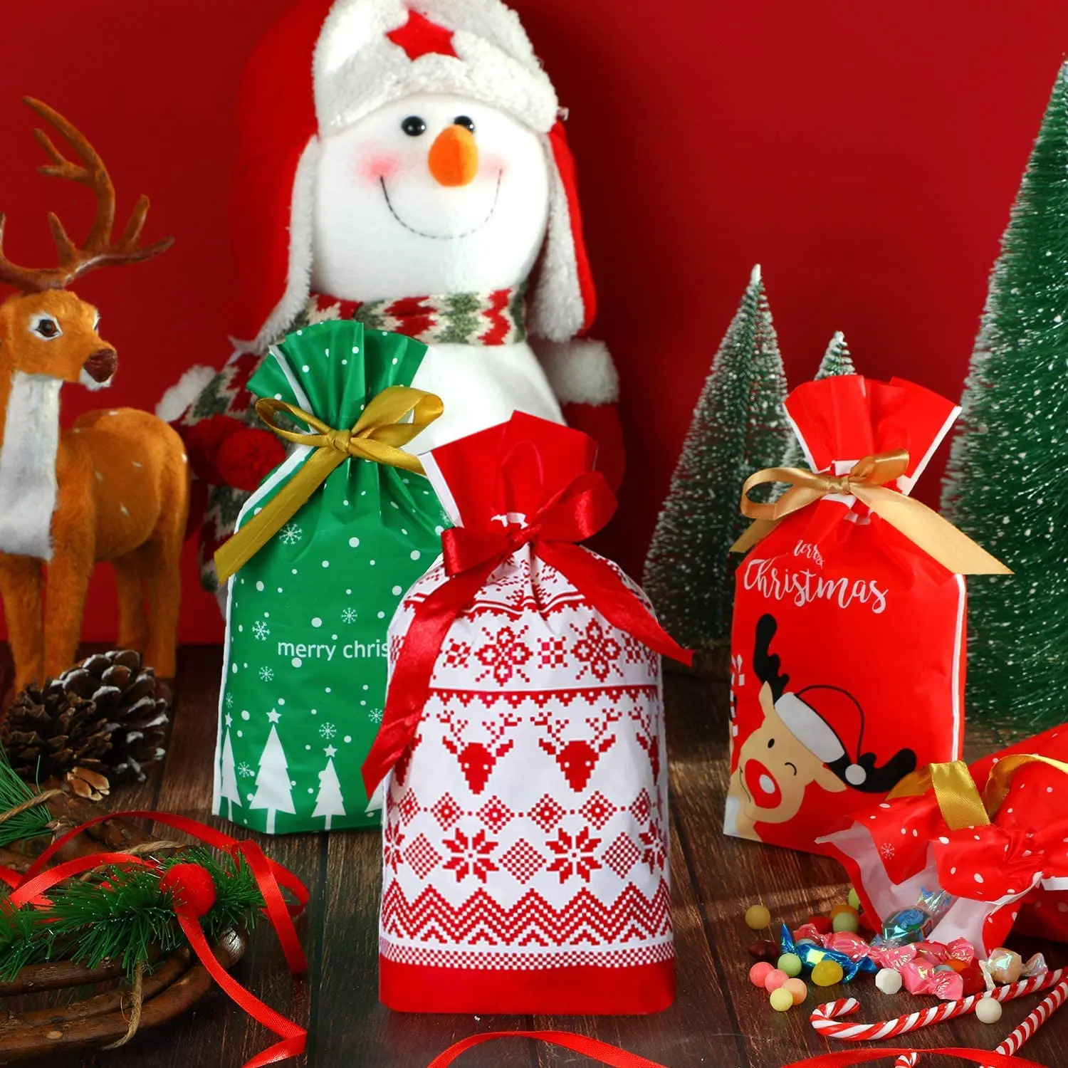 10Pcs Santa Vianočné Party Tašky Candy Balenie Plastové Ostrý Šnúrkou Taška Veselé Vianočné Dekorácie, Darčekové Tašky 0