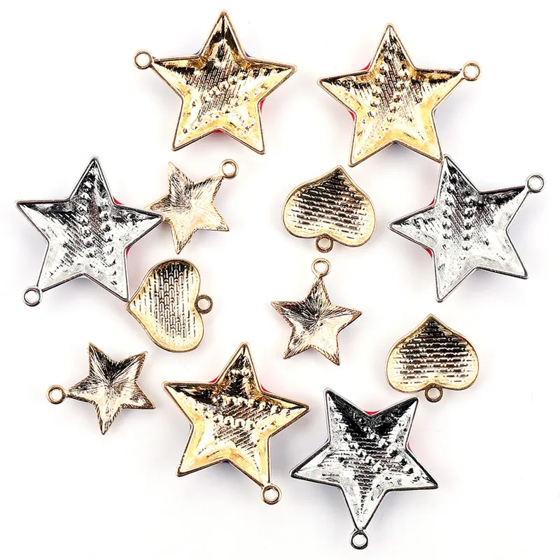 10Pcs Smalt Americkej Vlajky Charms Prívesky Crystal Star Srdce Tvar Kúziel Pre Ženy DIY Náhrdelník Príslušenstvo Šperky 0