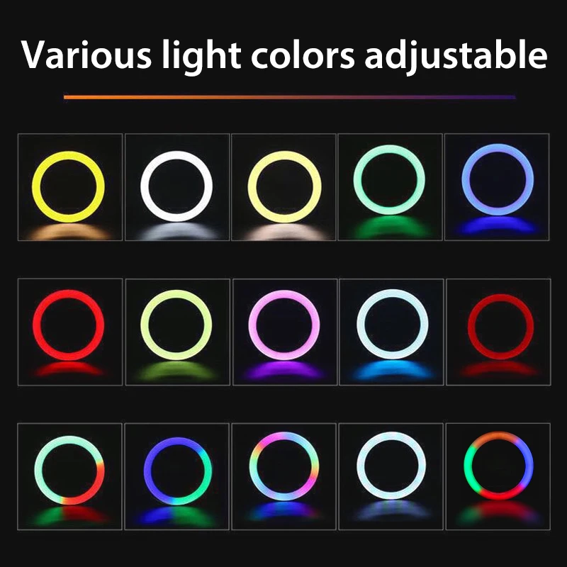 18-palcové RGB Rainbow Krúžok Svetlo Video Lampa S Statív Stojí Telefón, Clip Držiak Stmievateľné Fotografie Štúdiové Osvetlenie Na Youtube