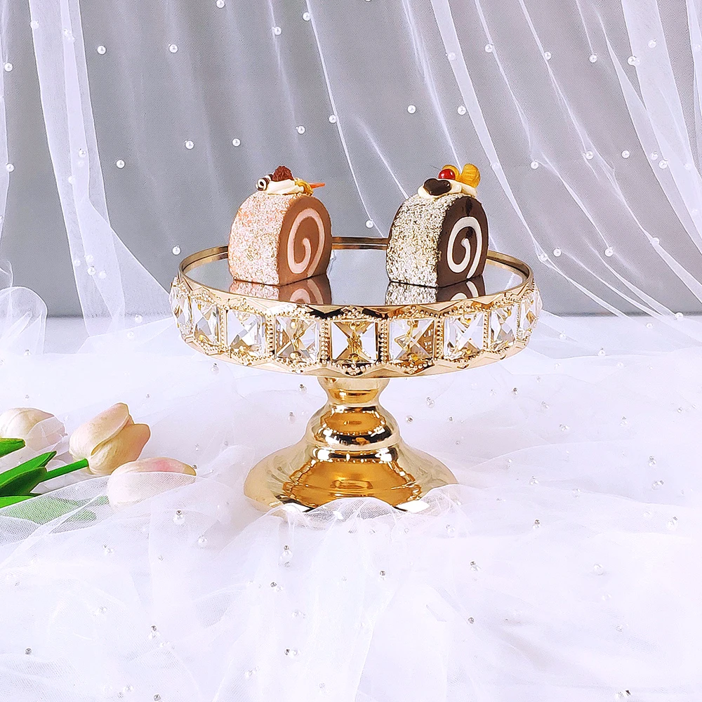 1pc námestie crystal novú základňu tortu stojan svadby, narodeniny, party dezert kovové cupcake základnej doske displeja domova zlato akryl m