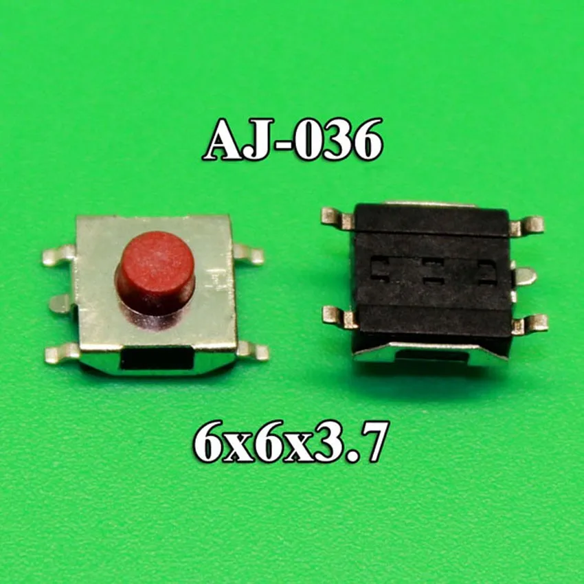 1x 5 Pin SMD 6x6x3.7 6*6*3.7 mm červené tlačidlo prepnúť micro switch 0