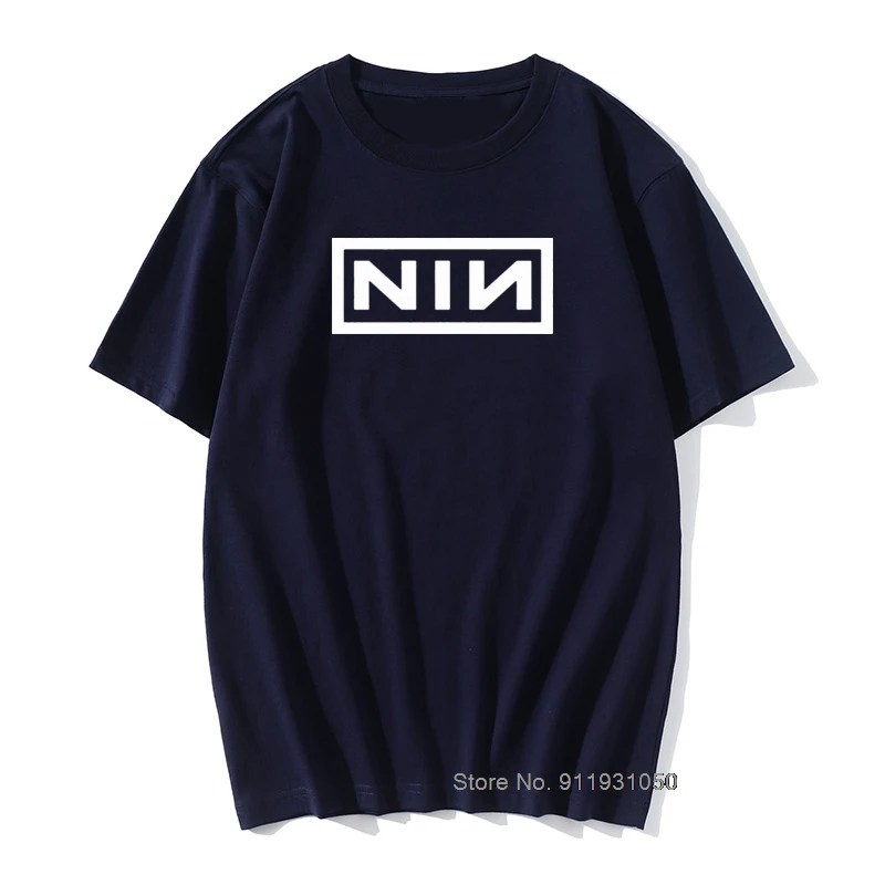2020 lete Retro Kostým Bavlna Slim Fit Bežné Krátky Rukáv T Shirt Mužov Tlač Nine Inch Nails Rock Band T-shirts Veľká Veľkosť 0