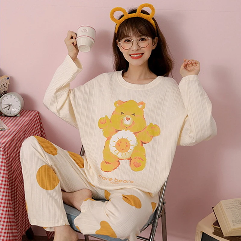 2021 Dámske Pyžamo Nastaviť Jeseň Zima Roztomilý Kreslený Dlhý Rukáv Pohodlné Mäkké Oblečenie Pre Voľný Čas Bežné Cute Pyžamo