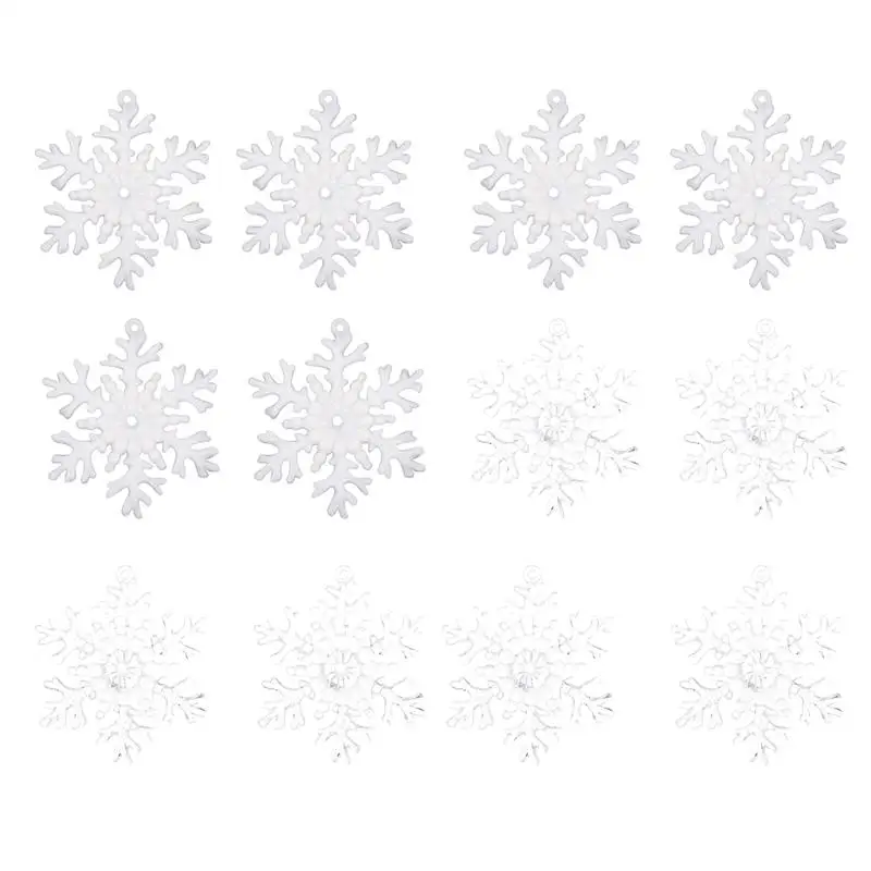 24Pcs Umelé snehové Vločky Výzdoba Pre Vianočný Stromček DIY Visí Prívesok Snehu Tému Dekorácie Plastové Vianočný Strom Ornament