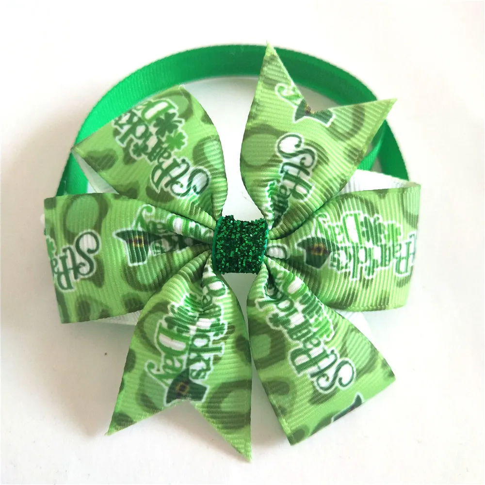 30/50PCS Nové Zelené Psa Bowties St Patrick ' s Day Páse s nástrojmi motýliky&Bowtie Nastaviteľný Obojok Psa Príslušenstvo domáce zvieratá