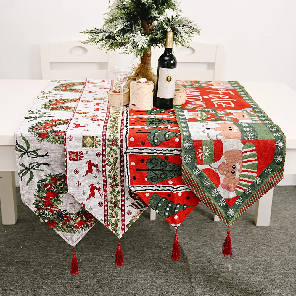 35x180cm Vianočné Pletené Stolové Vlajky Vianočný Čaj Stôl Dekoratívne Obrus 2022 šťastné a Veselé Vianoce, Výzdoba Pre Domáce Tabuľka Kryt