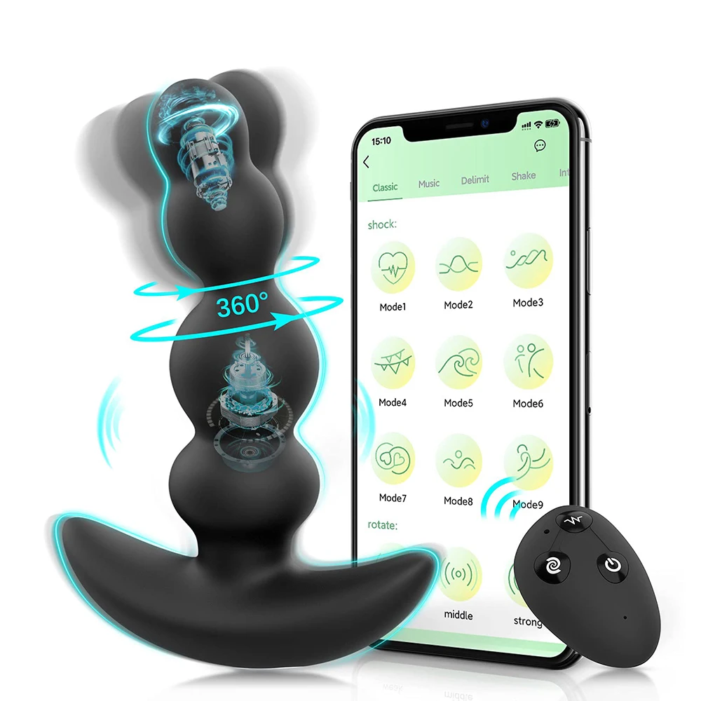 360° Otáčanie Análny Plug Vibrátor Prostaty Masér Sex Sexy Hračky Pre Mužov Bluetooth APLIKÁCIU Diaľkové Ovládanie Dildo Vibrátory Pre Mužov 0