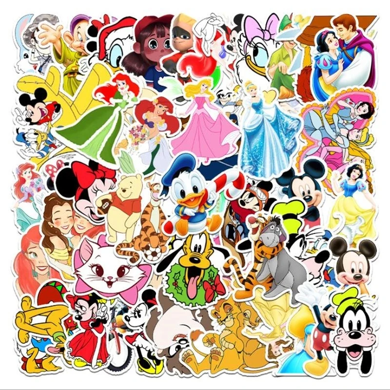 50pcs Disney Kreslené Anime Nálepky Marvel Mrazené Mickey Toy Story Medvedík Pú Nepremokavé Skateboard Notebook Stikers Deti Hračka