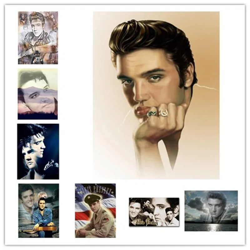 5D DIY Elvis Presley Diamond Maľovanie Cross Stitch Auta Full Round-Diamond Výšivky Mozaiky Obrázok Maľovanie Remeselníci Domova