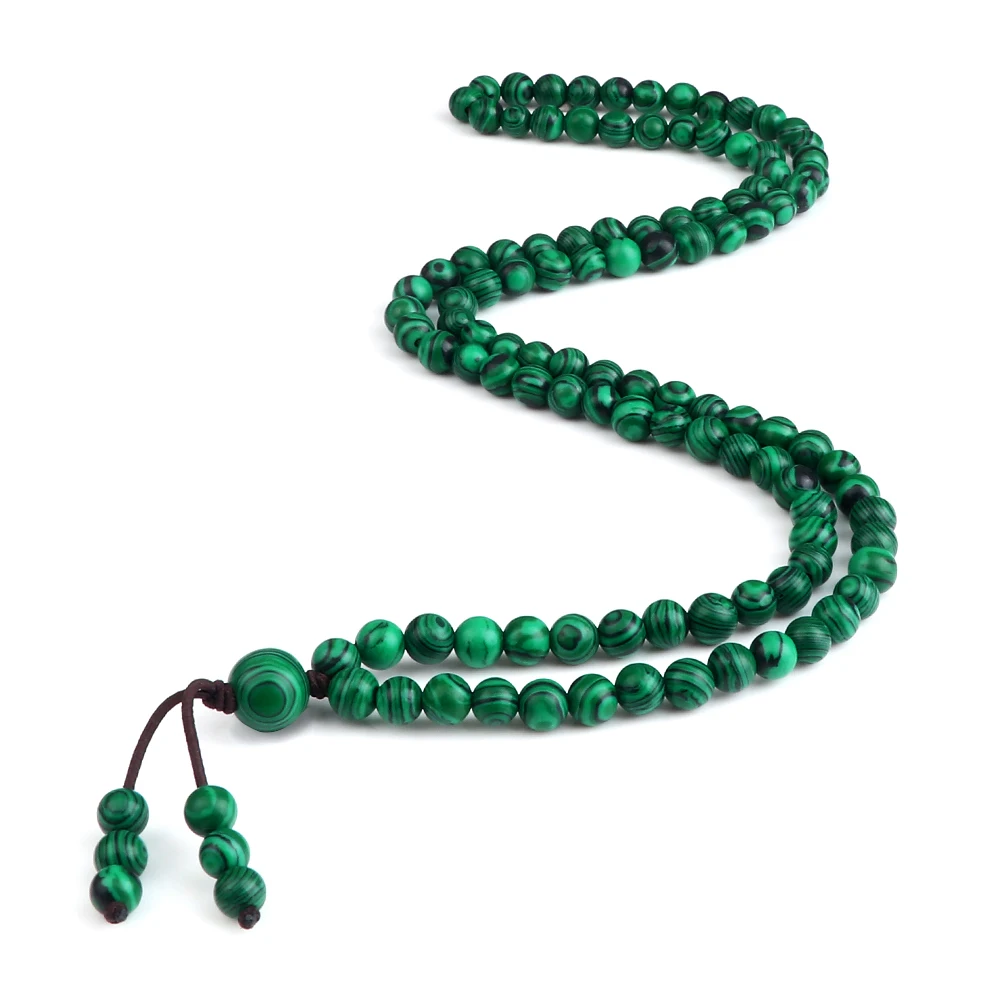 6 mm Prírodné Malachit Kameň Korálkový Náhrdelník 108Mala Modlitba Ženy, Zelená Farba Kameňa Prívesok Náhrdelník Mužov Náramok Náhrdelník Šperky